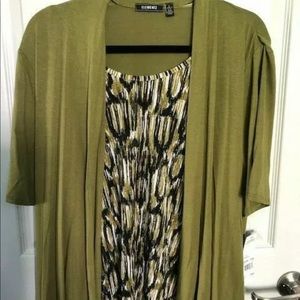 ELEMENTZ Olive Green Layered Top (LG) NEW $50